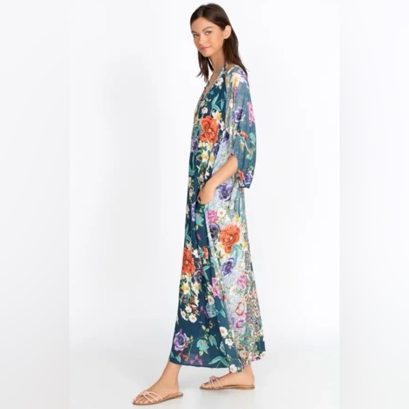 🆕 Johnny Was California Sunrise Surf Silk Blend Swim Resort Cover-Up Long Dress - Picture 5 of 10